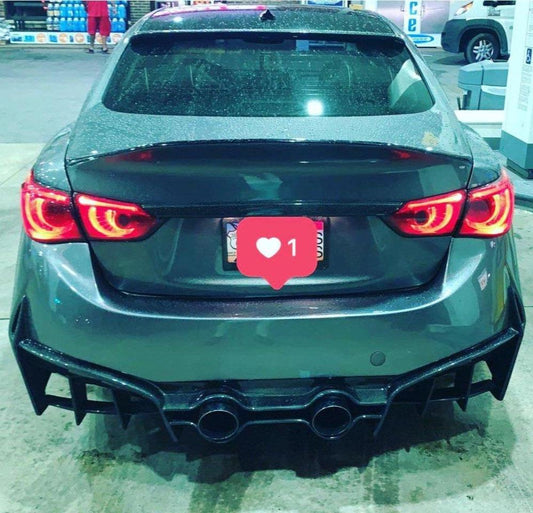 Infiniti Q50 Red Sport 400 Luxe Sensory Signature Premium Pure 2014-ON with Aftermarket Parts - Rear Bumper & Diffuser Carbon Fiber / FRP from CMST Tuning
