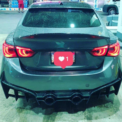 Infiniti Q50 Red Sport 400 Luxe Sensory Signature Premium Pure 2014-ON with Aftermarket Parts - Rear Bumper & Diffuser Carbon Fiber / FRP from CMST Tuning
