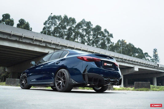 Infiniti Q50 Red Sport 400 Luxe Sensory Signature Premium Pure 2014-ON with Aftermarket Parts - Rear Bumper & Diffuser Carbon Fiber / FRP from CMST Tuning
