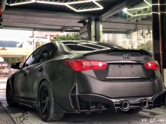 Infiniti Q50 Red Sport 400 Luxe Sensory Signature Premium Pure 2014-ON with Aftermarket Parts - Rear Bumper & Diffuser Carbon Fiber / FRP from CMST Tuning
