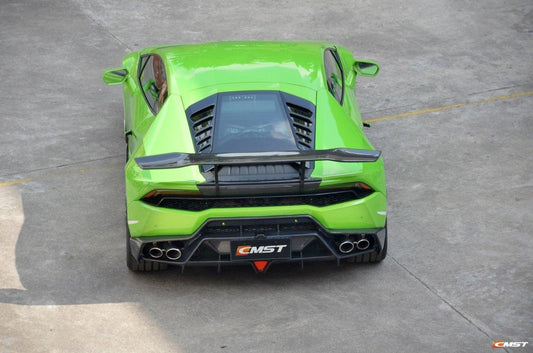 Lamborghini Huracan Tecnica Performante Evo LP610 LP580 2015-2024 (LP580 requires LP610 sytle mesh, Performante & Evo & Tecnica require quad tips conversion) with Aftermarket Parts - Rear Bumper Carbon Fiber / FRP from CMST Tuning