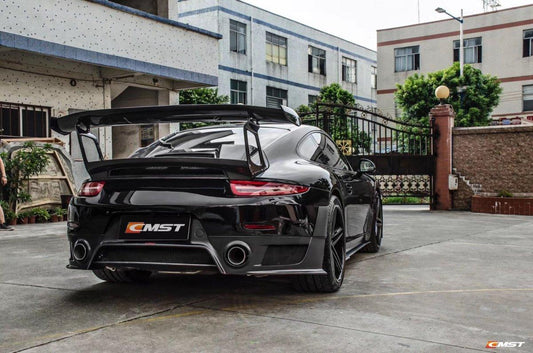 Porsche 991 991.1 911 Carerra Base/S/T 2012-2016 & 991 991.2 911 Carerra Base/S/T 2017-2019 with Aftermarket Parts - GT2RS 991.1 & 991.2 Style Vacuumed Carbon & Full FRP Rear Bumper & Diffuser from CMST Tuning