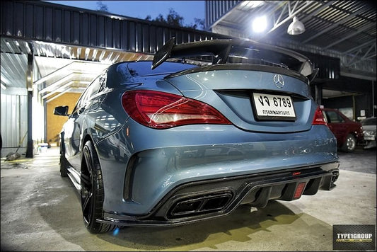 Mercedes Benz CLA45 AMG CLA250 C117 2014-2019 (fitment for CLA250 requires sport package bumper) with Aftermarket Parts - Rear Diffuser Carbon Fiber / FRP from CMST Tuning