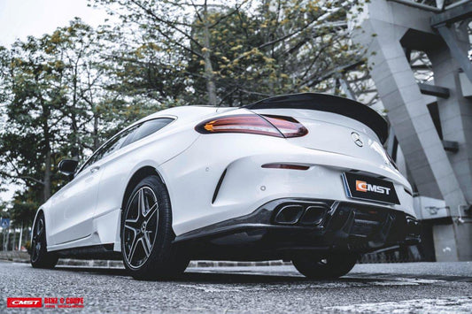 Mercedes Benz C63S C63 AMG C43 C300 W205 2017-2023 with Aftermarket Parts - Rear Diffuser (Exhaust Tips Included) Carbon Fiber / FRP from CMST Tuning
