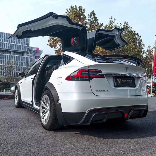 Tesla Model X P100D 100D 90D 75D 60D Performance Long Range Base 2016-2021 with Aftermarket Parts - Rear Diffuser Carbon Fiber / FRP from CMST Tuning