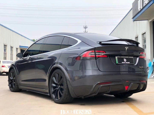 Tesla Model X P100D 100D 90D 75D 60D Performance Long Range Base 2016-2021 with Aftermarket Parts - Rear Diffuser Carbon Fiber / FRP from CMST Tuning