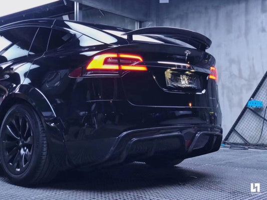 Tesla Model X P100D 100D 90D 75D 60D Performance Long Range Base 2016-2021 with Aftermarket Parts - Rear Diffuser Carbon Fiber / FRP from CMST Tuning