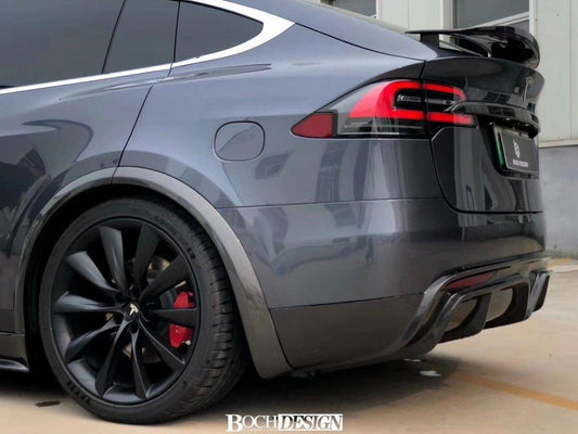 Tesla Model X P100D 100D 90D 75D 60D Performance Long Range Base 2016-2021 with Aftermarket Parts - Rear Diffuser Carbon Fiber / FRP from CMST Tuning