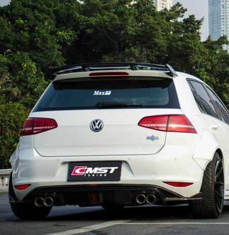 Volkswagen Golf R GTI Base MK7 2015-2018 (quad tips conversion for GTI and base Golf, Golf R may require exhaust exit repositioning) with Aftermarket Parts - Rear Diffuser Carbon Fiber / FRP from CMST Tuning