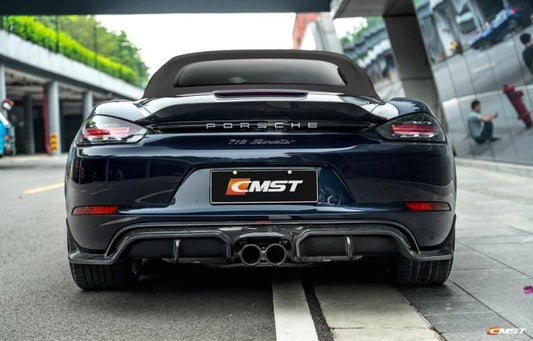 Porsche 718 Cayman Boxster Base S T GTS 2017-ON with Aftermarket Parts - V1 Style Rear Diffuser Carbon Fiber / FRP from CMST Tuning