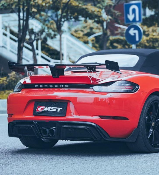 Porsche 718 Cayman Boxster Base S T GTS 2017-ON with Aftermarket Parts - V2 Style Rear Diffuser Carbon Fiber / FRP from CMST Tuning