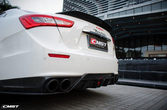 Maserati Ghibli 2014-2024 with Aftermarket Parts - V1 Style Rear Duck Bill Tail Spoiler Carbon Fiber / FRP from CMST Tuning