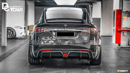 Tesla Model X P100D 100D 90D 75D 60D Performance Long Range Base 2016-2021 with Aftermarket Parts - Rear Trunk Spoiler Carbon Fiber / FRP from CMST Tuning
