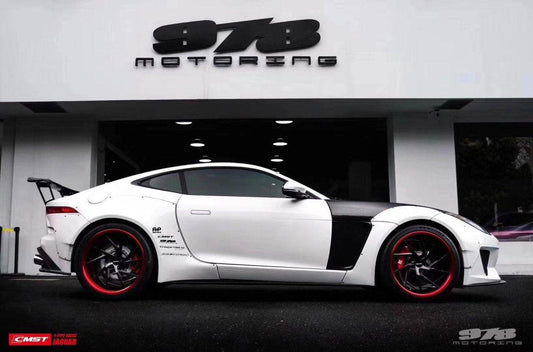 Jaguar F-Type SVR R S Base 2014-2020 with Aftermarket Parts - Widebody Style Side Skirts Carbon Fiber / FRP from CMST Tuning