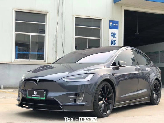 Tesla Model X P100D 100D 90D 75D 60D Performance Long Range Base 2016-2021 with Aftermarket Parts - Side Skirts Carbon Fiber / FRP from CMST Tuning