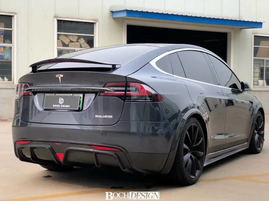 Tesla Model X P100D 100D 90D 75D 60D Performance Long Range Base 2016-2021 with Aftermarket Parts - Side Skirts Carbon Fiber / FRP from CMST Tuning