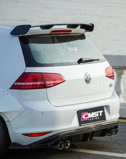 Volkswagen Golf Base MK7 MK7.5 2015-2021 with Aftermarket Parts - Rear Roof Spoiler Carbon Fiber / FRP from CMST Tuning