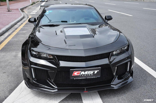 Camaro 6th Gen Z/28 2SS 1SS 3LT 2LT 1LT 2LS 1LS 2015-2024 & Camaro 6th Gen ZL1 2017-2024 with Aftermarket Parts - V2 Tempered Glass Clearview Style Hood Bonnet Carbon Fiber / FRP from CMST Tuning
