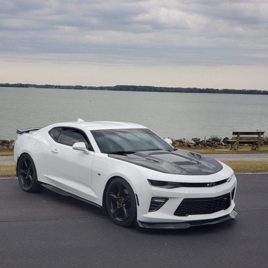 Camaro 6th Gen Z/28 2SS 1SS 3LT 2LT 1LT 2LS 1LS 2015-2024 & Camaro 6th Gen ZL1 2017-2024 with Aftermarket Parts - V2 Tempered Glass Clearview Style Hood Bonnet Carbon Fiber / FRP from CMST Tuning
