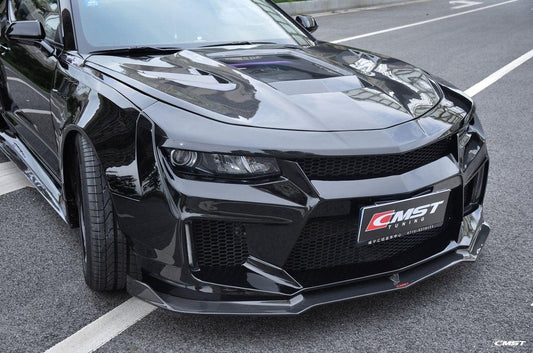 Camaro 6th Gen Z/28 2SS 1SS 3LT 2LT 1LT 2LS 1LS 2015-2024 & Camaro 6th Gen ZL1 2017-2024 with Aftermarket Parts - V2 Tempered Glass Clearview Style Hood Bonnet Carbon Fiber / FRP from CMST Tuning
