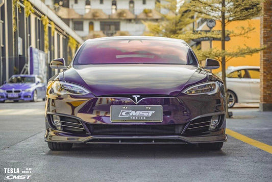 Tesla Model S 2nd Gen late 2016-early 2021 with Aftermarket Parts - Upper Valences Carbon Fiber / FRP from CMST Tuning