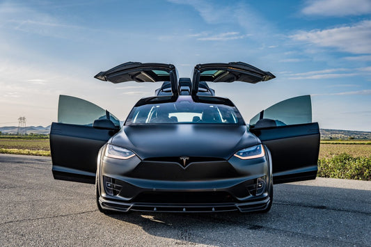 Tesla Model X P100D 100D 90D 75D 60D Performance Long Range Base 2016-2021 with Aftermarket Parts - Widebody Wheel Arches Carbon Fiber / FRP from CMST Tuning
