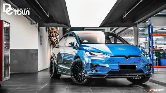 Tesla Model X P100D 100D 90D 75D 60D Performance Long Range Base 2016-2021 with Aftermarket Parts - Widebody Wheel Arches Carbon Fiber / FRP from CMST Tuning
