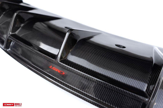 Tesla Model 3 Performance Long Range Standard Base 2017-2023 with Aftermarket Parts - V1 Style Rear Diffuser Carbon Fiber / FRP from CMST Tuning