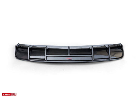 Tesla Model 3 Performance Long Range Standard Base 2017-2023 with Aftermarket Parts - V1 Style Rear Diffuser Carbon Fiber / FRP from CMST Tuning