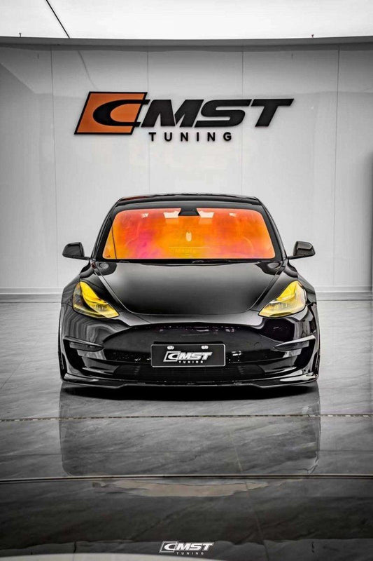 Tesla Model 3 Performance Long Range Standard Base 2017-2023 with Aftermarket Parts - Upper Valences Carbon Fiber/FRP from CMST Tuning