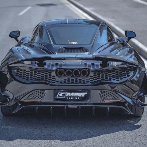 McLaren 720s 2018-2023 with Aftermarket Parts - 765lt Conversion Style Rear Bumper & Rear Diffuser & Rear Canards Carbon Fiber / FRP from CMST Tuning