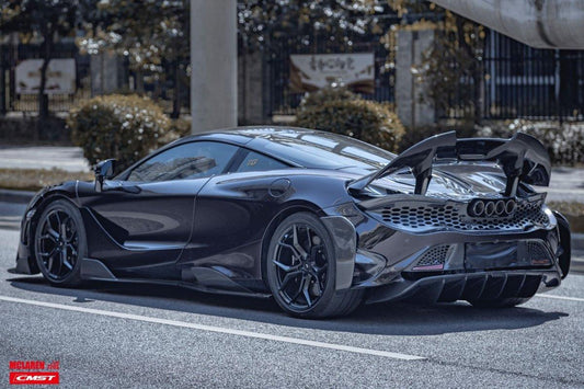 McLaren 720s 2018-2023 with Aftermarket Parts - 765lt Conversion Style Rear Bumper & Rear Diffuser & Rear Canards Carbon Fiber / FRP from CMST Tuning