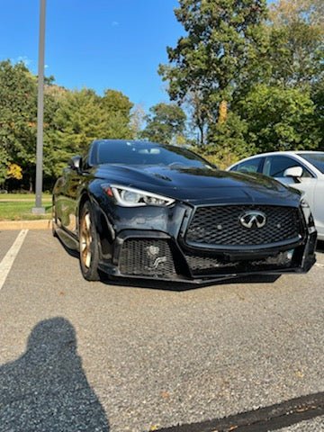 Carbon Fiber Front Bumper and Lip Kit Styling Upgrade with Aero Enhancements for Q60