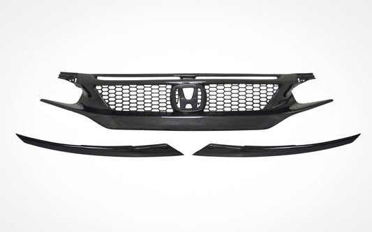 CMST Tuning Carbon Fiber Front Grill & Eye Lid Eyebrows for Honda 10th Gen Civic - Performance SpeedShop