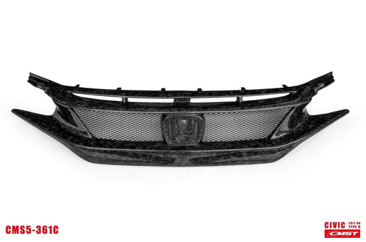 Honda Civic Type-R FK8 2017-2021 & Civic 10th Gen FC1/2/3/4/5/6/FK7 2017-2021 with Aftermarket Parts - V1 Style Front Grill & Eyelid Carbon Fiber/FRP from CMST Tuning 