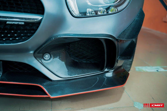 Mercedes Benz AMG GT GTS C190 2016-2017 with Aftermarket Parts - Carbon Fiber & FRP Front Intake Vent Trim Cover from CMST Tuning