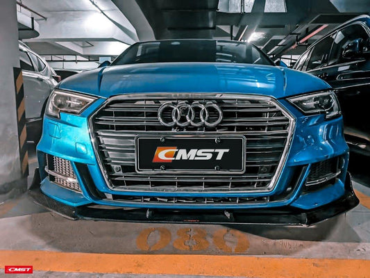 Audi S3 A3 S-line (with s-line bumper,does not fit base model) 8V.5 2017 2018 2019 2020 with Aftermarket Parts - Front Lip Carbon Fiber from CMST Tuning