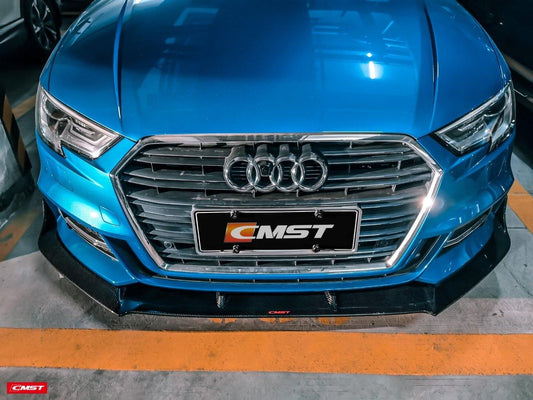 Audi S3 A3 S-line (with s-line bumper,does not fit base model) 8V.5 2017 2018 2019 2020 with Aftermarket Parts - Front Lip Carbon Fiber from CMST Tuning