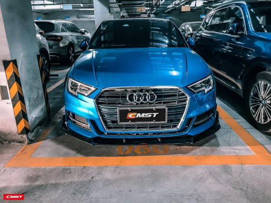 Audi S3 A3 S-line (with s-line bumper,does not fit base model) 8V.5 2017 2018 2019 2020 with Aftermarket Parts - Front Lip Carbon Fiber from CMST Tuning