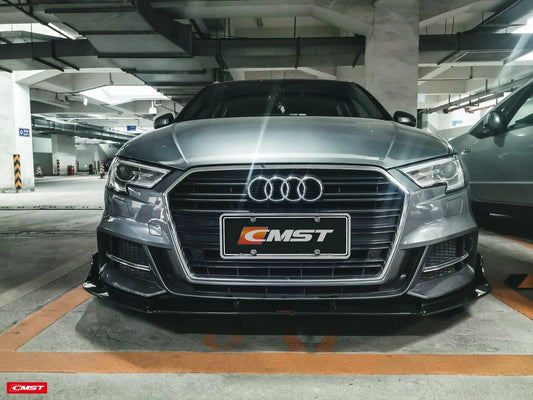 Audi S3 A3 S-line (with s-line bumper,does not fit base model) 8V.5 2017 2018 2019 2020 with Aftermarket Parts - Front Lip Carbon Fiber from CMST Tuning