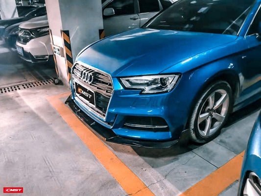 Audi S3 A3 S-line (with s-line bumper,does not fit base model) 8V.5 2017 2018 2019 2020 with Aftermarket Parts - Front Lip Carbon Fiber from CMST Tuning