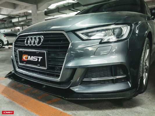 Audi S3 A3 S-line (with s-line bumper,does not fit base model) 8V.5 2017 2018 2019 2020 with Aftermarket Parts - Front Lip Carbon Fiber from CMST Tuning