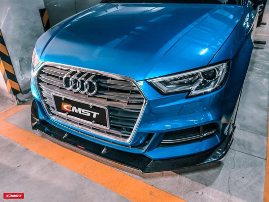 Audi S3 A3 S-line (with s-line bumper,does not fit base model) 8V.5 2017 2018 2019 2020 with Aftermarket Parts - Front Lip Carbon Fiber from CMST Tuning