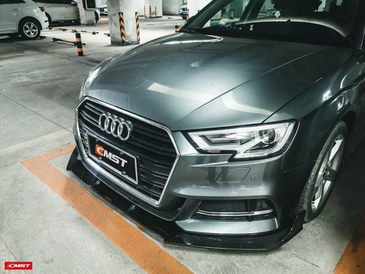 Audi S3 A3 S-line (with s-line bumper,does not fit base model) 8V.5 2017 2018 2019 2020 with Aftermarket Parts - Front Lip Carbon Fiber from CMST Tuning