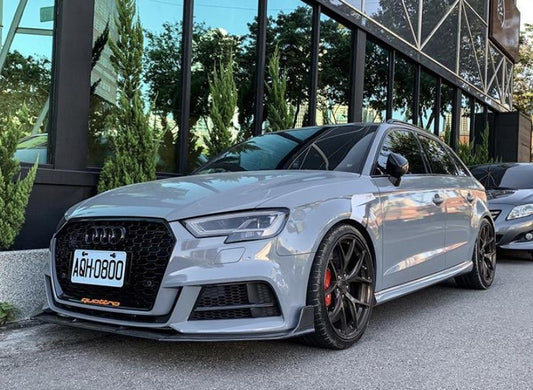 Audi S3 A3 S-line (with s-line bumper,does not fit base model) 8V.5 2017 2018 2019 2020 with Aftermarket Parts - Front Lip Carbon Fiber from CMST Tuning