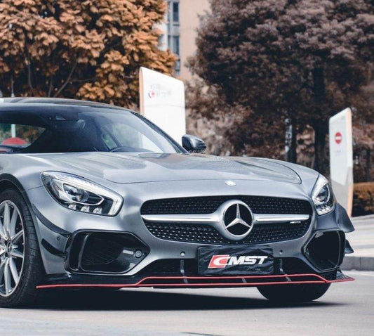 Mercedes Benz AMG GT GTS C190 2016-2017 with Aftermarket Parts - Vacuumed Carbon & FRP Front Lip Splitter from CMST Tuning