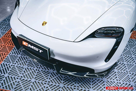 Porsche Taycan 9J1 Sedan/Cross Turismo RWD/4S/GTS/Turbo/Turbo S 2020-2024 
(RWD/4S/GTS trims will require Sport Design Package) with Aftermarket Parts - Carbon Fiber & FPR Front Lip from CMST Tuning