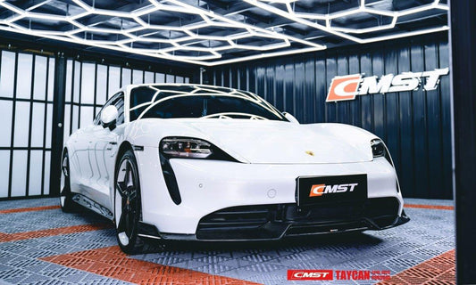 Porsche Taycan 9J1 Sedan/Cross Turismo RWD/4S/GTS/Turbo/Turbo S 2020-2024 
(RWD/4S/GTS trims will require Sport Design Package) with Aftermarket Parts - Carbon Fiber & FPR Front Lip from CMST Tuning