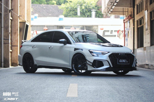 Audi S3 A3 S-line (with s-line bumper,does not fit base model) 8Y 2021-ON with Aftermarket Parts - Front Lip Carbon Fiber from CMST Tuning