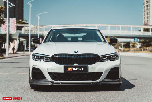 BMW 3 Series 330i M340i G20 G21 Pre-LCI 2020-2022
(fitment for 330i requires M-Sport package bumper) with Aftermarket Parts - Vacuumed Carbon & FRP Front Lip from CMST Tuning